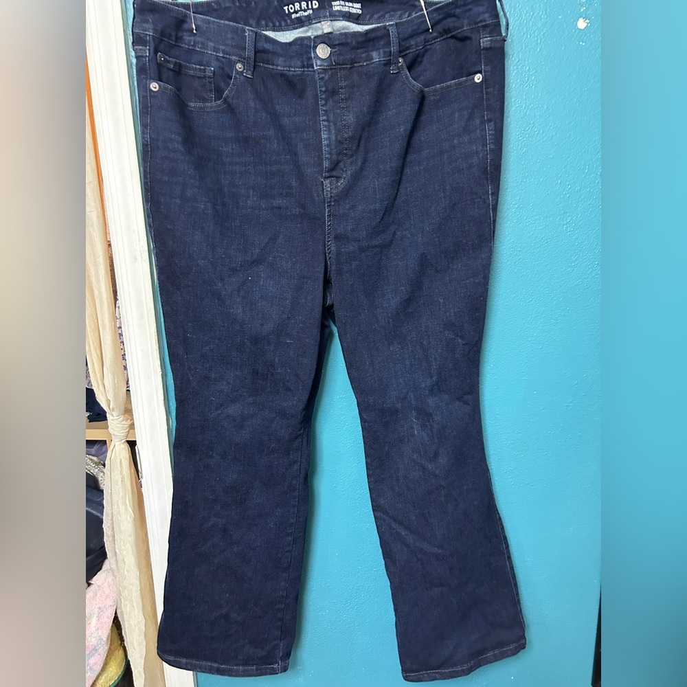 Torrid Trio Fit Slim Boot Jeans in Deep Indigo Stretchy Size 22-26